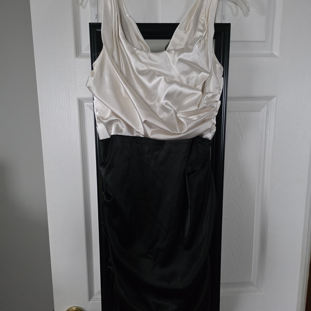 Betsy & Adam Black and Cream Midi Dress
